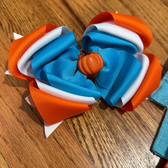 Adaline monogram pumpkin dress and matching bow - Picture 2 of 5